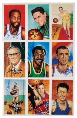 Lot #875 Basketball Hall of Fame (17) Signed Center Court Art Cards - Image 1