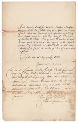 Lot #328 Gouverneur Morris II Document Signed - Image 1