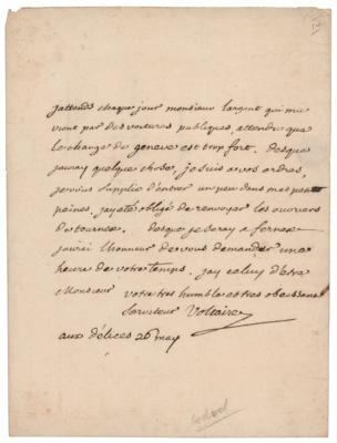 Lot #635 Voltaire Autograph Letter Signed