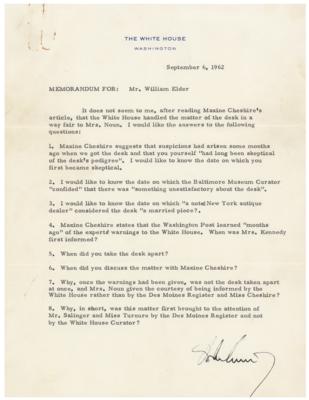 Lot #49 John F. Kennedy Typed Memo Signed as President - Image 1