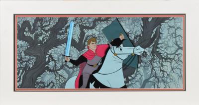 Lot #1041 Eyvind Earle pan production background and Prince Phillip and Samson production cel and from Sleeping Beauty - Image 2