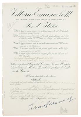 Lot #331 Benito Mussolini and Vittorio Emanuele III Document Signed