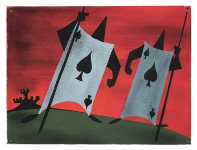 Lot #1033 Mary Blair original concept painting of Playing Card guards for Alice in Wonderland - Image 1