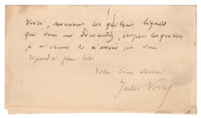 Lot #634 Jules Verne Autograph Note Signed