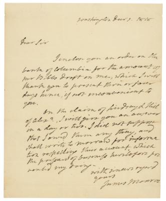 Lot #3 James Monroe Autograph Letter Signed as