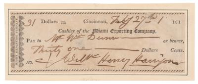 Lot #17 William Henry Harrison Signed Check