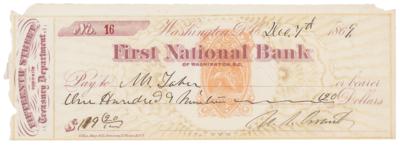 Lot #27 U. S. Grant Signed Check as President - Image 1