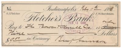 Lot #114 Benjamin Harrison Signed Check - Image 1