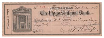 Lot #150 William H. Taft Signed Check - Image 1