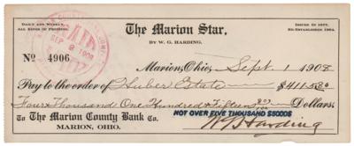 Lot #34 Warren G. Harding Signed Check