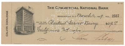 Lot #100 Calvin Coolidge Signed Check as President - Image 1