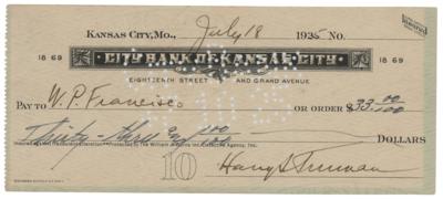 Lot #155 Harry S. Truman Signed Check - Image 1