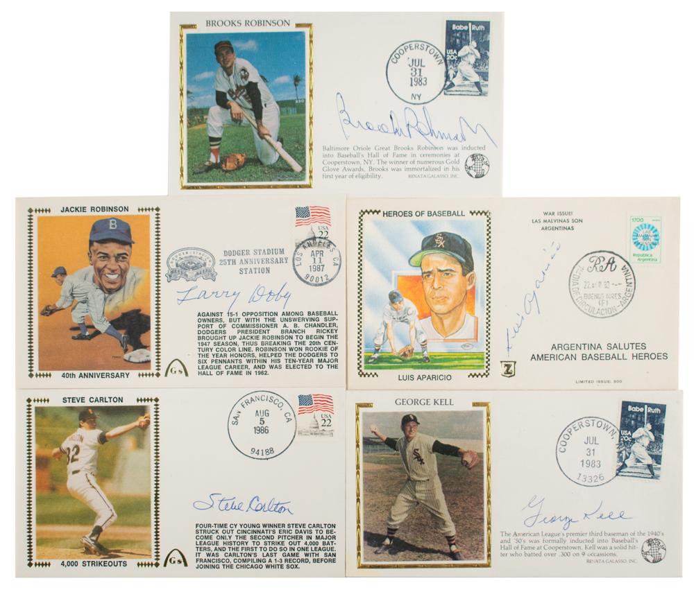 Lot #865 Baseball Hall of Famers (5) Signed Covers - Image 1