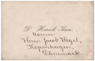 Lot #630 Henrik Ibsen Annotated Visiting Card