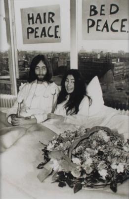Lot #730 Beatles: Lennon and Ono Original 'Bed-in for Peace' Wire Photograph - Image 1