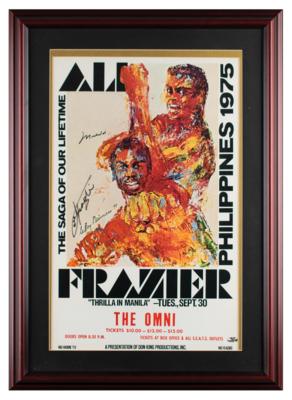 Lot #844 Muhammad Ali and Joe Frazier Signed 'Thrilla in Manila' Poster - Image 2