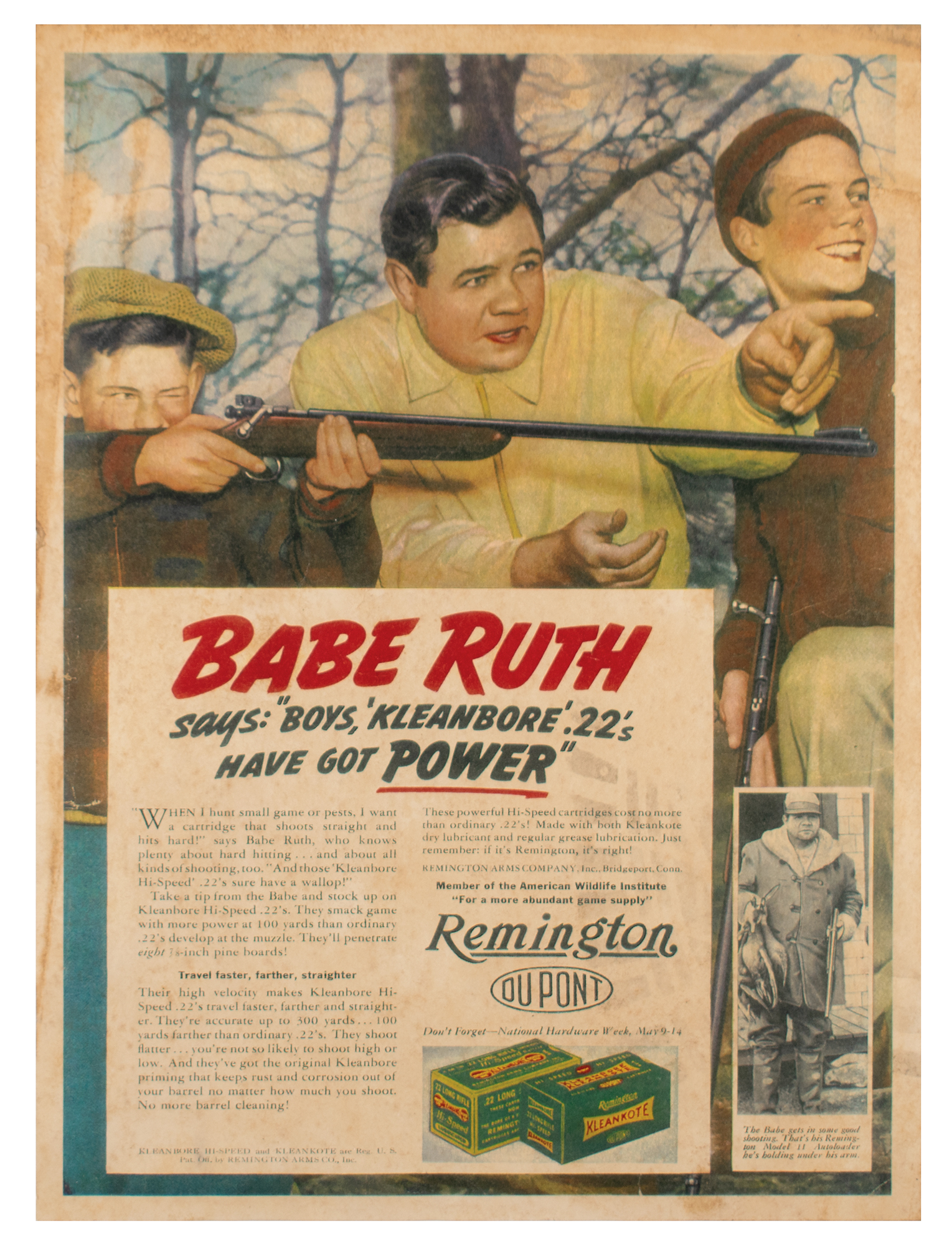 Babe Ruth 1938 Remington Window Poster