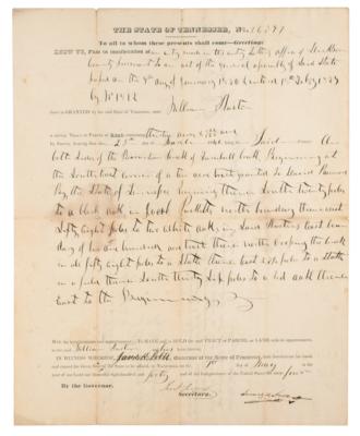 Lot #19 James K. Polk Document Signed