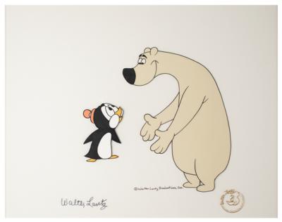 Lot #1187 Chilly Willy and Maxie the Polar Bear production cel and drawing from A Gooney Is Born signed by Walter Lantz - Image 2