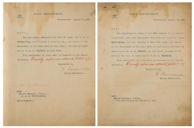 Lot #148 Theodore Roosevelt (2) Typed Letters Signed in Naval Record Archive