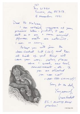 Lot #292 Jane Goodall Autograph Letter Signed - Image 1