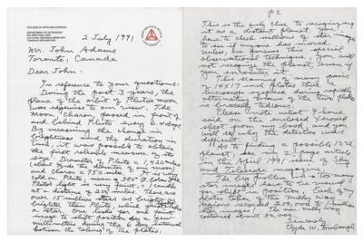 Lot #381 Clyde W. Tombaugh Autograph Letter Signed - Image 1