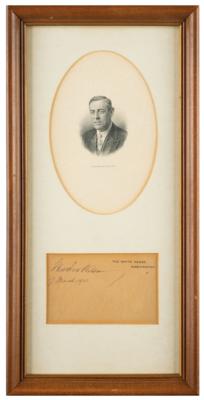 Lot #167 Woodrow Wilson Signed White House Card