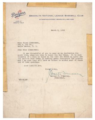 Lot #932 Walter O'Malley Typed Letter Signed