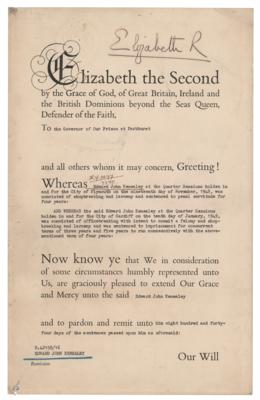 Lot #210 Queen Elizabeth II Document Signed