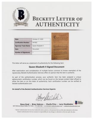 Lot #210 Queen Elizabeth II Document Signed - Image 3