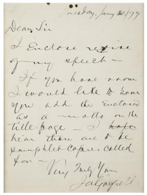 Lot #33 James A. Garfield Letter Signed and Charles Guiteau Signature Display - Image 2