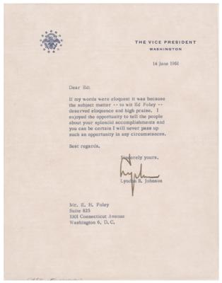 Lot #120 Lyndon B. Johnson Typed Letter Signed as Vice President - Image 1
