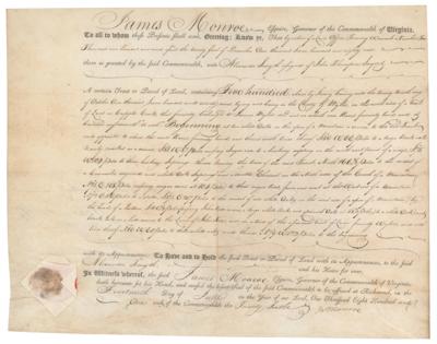 Lot #6 James Monroe Document Signed