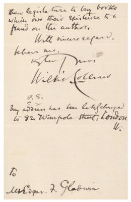 Lot #644 Wilkie Collins Autograph Letter Signed - Image 3