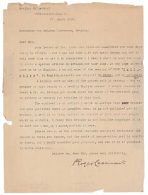 Lot #257 Roger Casement Typed Letter Signed