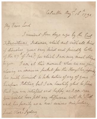 Lot #420 Charles Cornwallis Autograph Letter