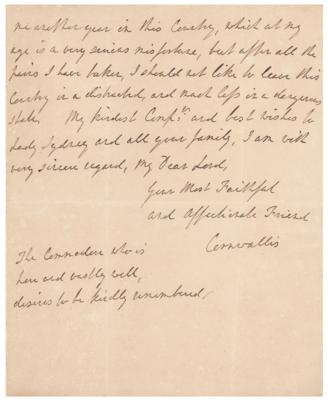 Lot #420 Charles Cornwallis Autograph Letter Signed - Image 3