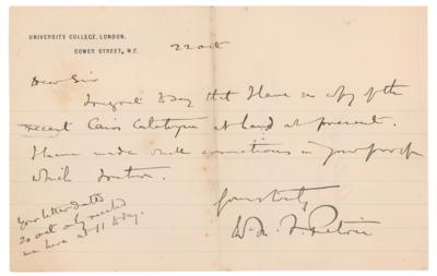 Lot #342 Flinders Petrie Autograph Letter Signed