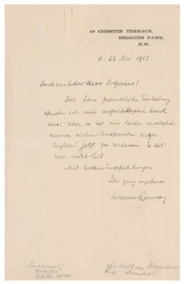 Lot #358 William Ramsay Autograph Letter Signed - Image 1