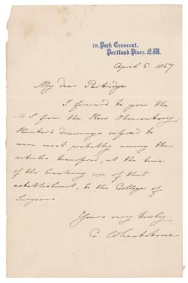 Lot #387 Charles Wheatstone Autograph Letter Signed - Image 1