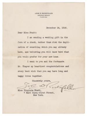 Lot #189 John D. Rockefeller Typed Letter Signed