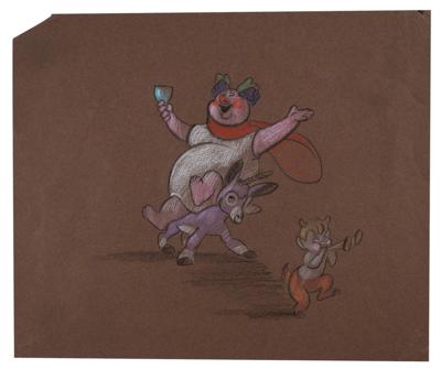 Lot #986 Bacchus, Jacchus, and Satyr production concept storyboard painting from Fantasia - Image 1