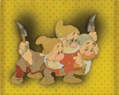 Lot #957 Sneezy, Doc, and Bashful production cels from Snow White and the Seven Dwarfs - Image 1
