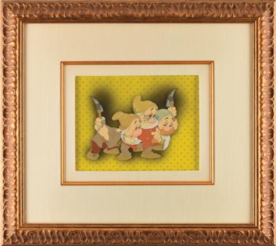 Lot #957 Sneezy, Doc, and Bashful production cels from Snow White and the Seven Dwarfs - Image 2