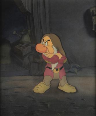 Lot #954 Grumpy production cel and production background from Snow White and the Seven Dwarfs - Image 2