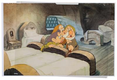 Lot #955 Dopey, Happy, and Sneezy production cel from Snow White and the Seven Dwarfs - Image 1