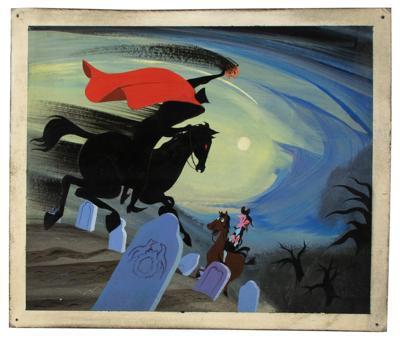 Lot #1029 Mary Blair concept storyboard painting of Ichabod and the Headless Horseman from The Legend of Sleepy Hollow