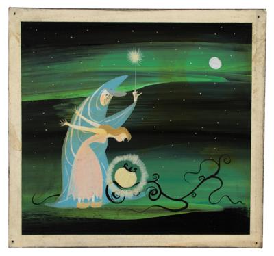 Lot #1031 Mary Blair concept storyboard painting of Cinderella and Fairy Godmother from Cinderella - Image 1