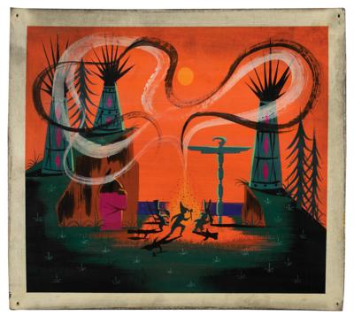 Lot #1036 Mary Blair concept storyboard painting of the Indian Village from Peter Pan