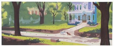 Lot #1037 Eyvind Earle concept panorama storyboard painting from Lady and the Tramp